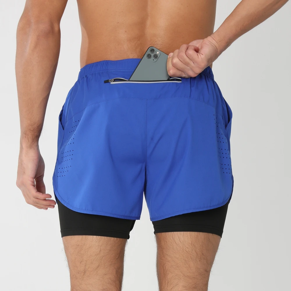 men's double-layer shorts quick-drying 4