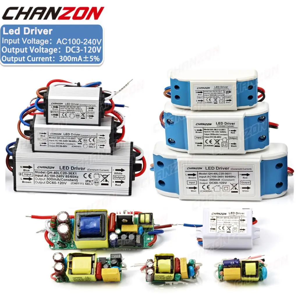 Constant Current 6W 10W 20W 36W 300Ma Led Driver Lamp High Power Supply Diy Low Voltage Transformer Adapter Led Ceiling Light eta5380 20mhz 80a current transformer test loop high frequency current oscilloscope probes