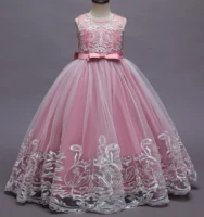 Shiny Toddler Little Big Girls Lace Appliqued Bowknot  Wedding Flower Girl Birthday Party Formal Long Dress 9102 2