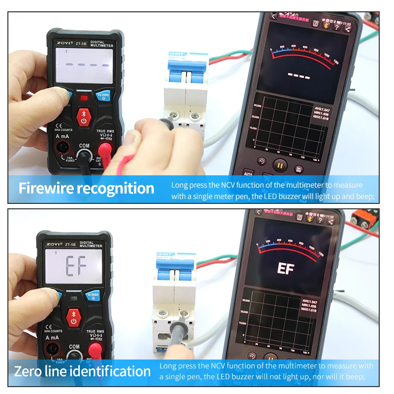 ZT-5B Digital 6000 Counts Professional Analog Multimeter AC/DC Currents Voltage Mini Testers True RMS Bluetooth Multimetro digital multimeter