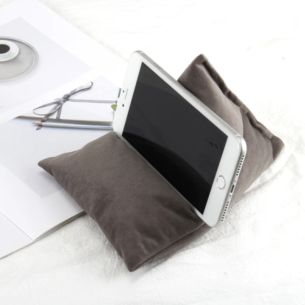 Triangle Velvet Pillows Mobile Phone Holder Skin-friendly and Soft Fabric Phone Rack for Smart Phones Watching TV — view 5