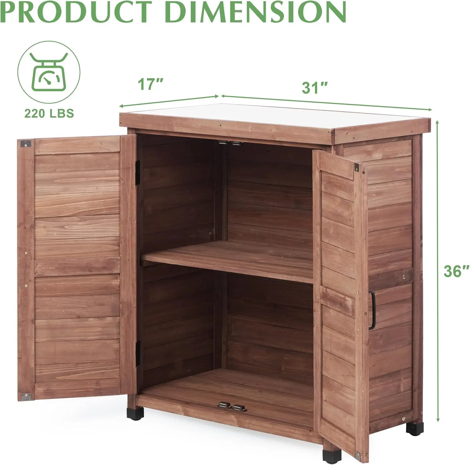 Outdoor Potting Bench with Storage Cabinet and Metal Top 5
