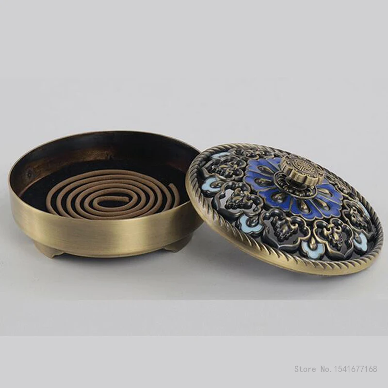 Retro Metal Ruyi Colorful Lotus Shape Three legged Incense Burner, Indoor Aroma Rack, Tea Living Room Decor, Home Fragrance, 1Pc