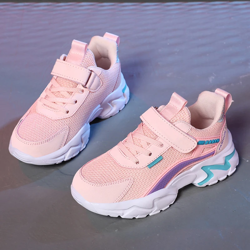 Lightweight Girls School Sneakers - Anti-Slip Breathable Casual Shoes Sizes 28-39