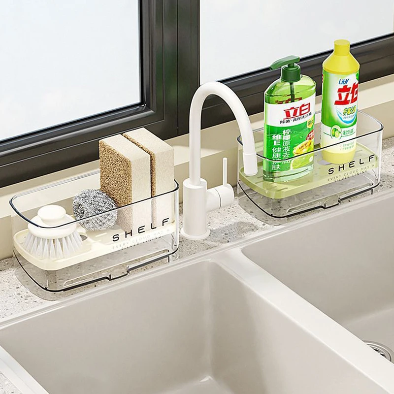 Kitchen Sink Organizer Drain Rack Self-draining Shelf Sponge Holder Dishcloth Faucet Storage Soap Drainer Kitchen Accessories - 5