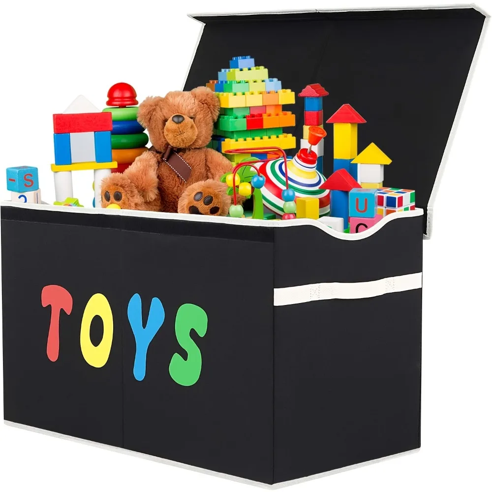 Oversized Toy Box-Multi-functional Collapsible Storage Box with Lid, Easy To Assemble for Kids, Nursery, Playroom, Closet, Etc