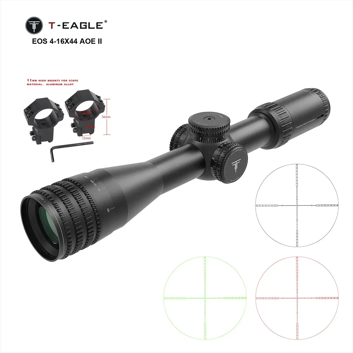 

T-EAGLE-EOS 4-16X44 AOE II тактическая точечная винтовка для оружия, оптический прицел с подсветкой, 1/4 MOA, страйкбол, 308,. 308