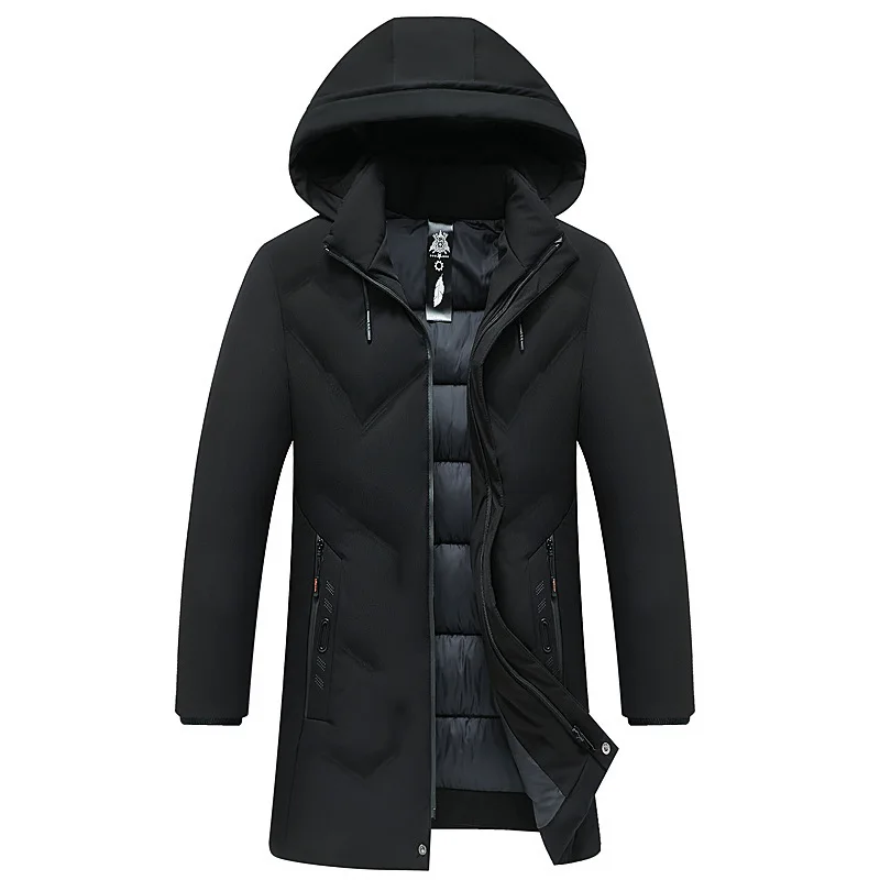 2023 High Quality Brand Hooded Puffer Jacket Men Winter Coat Parkas Thick Warm Windbreaker Men Clothing Solid Long Sleeve Casual