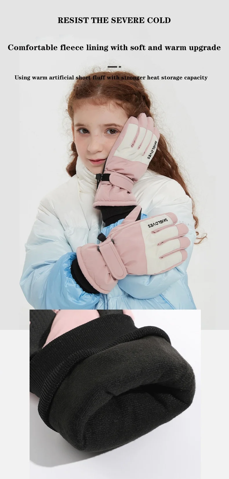 Luvas de esqui quentes de outono, proteção contra o frio nos dedos para ciclismo de inverno, esportes infantis, meninos e meninas, antiderrapante,_voghion.com