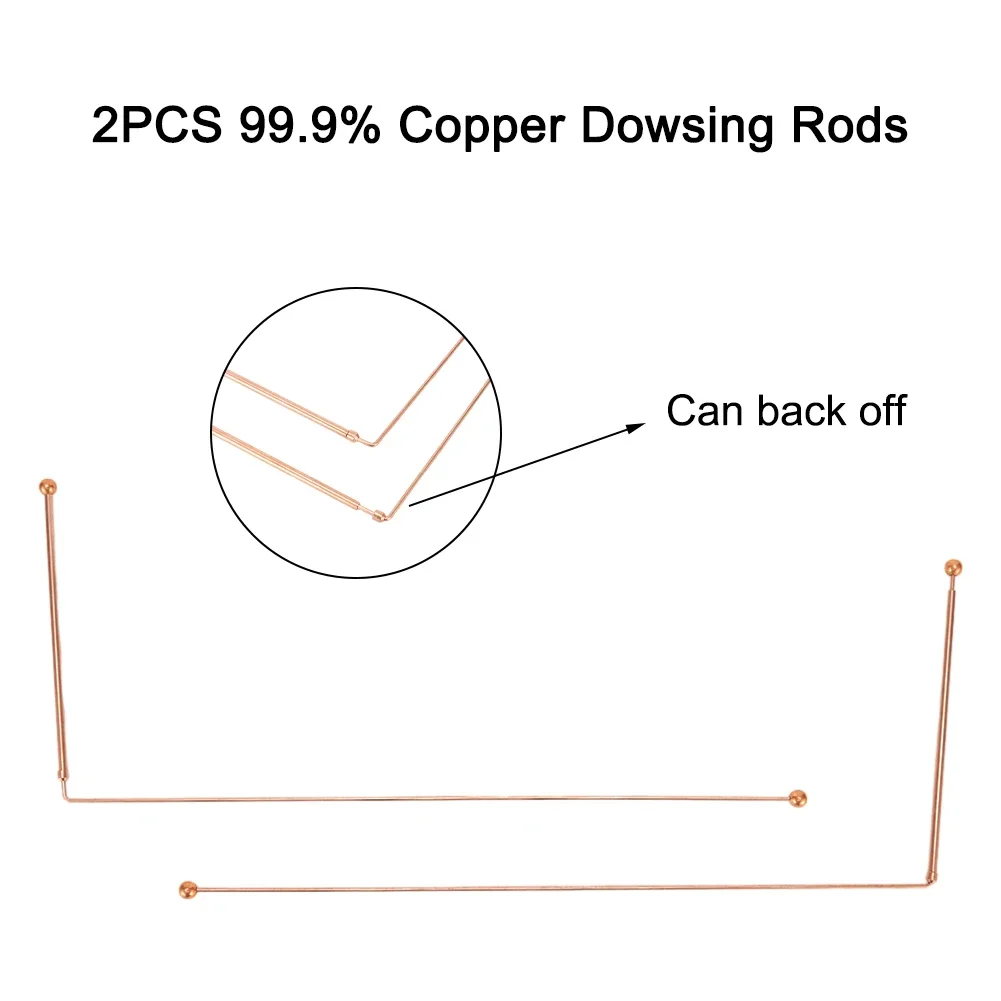 Copper Dowsing Rods 2PCS 99.9% Copper Dowsing Rods Probe Rod For Water Detection Treasure Buried Items Adjustable Handheld Divining Accessories
