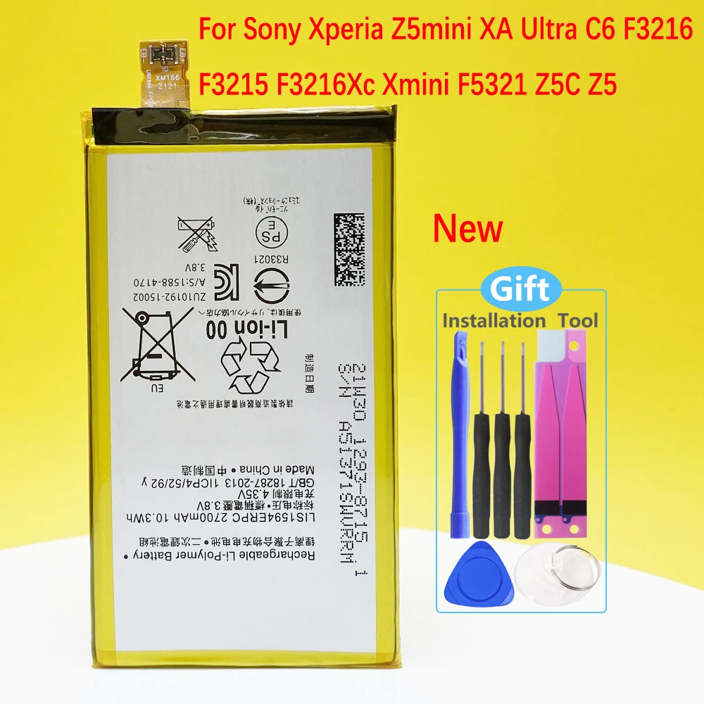 Lis1594Erpc 2700Mah Batteria Per Sony Xperia Z5Mini Xa Ultra C6 F3216 F3215 F3216Xc Xmini F5321 Z5C Z5 Batteria