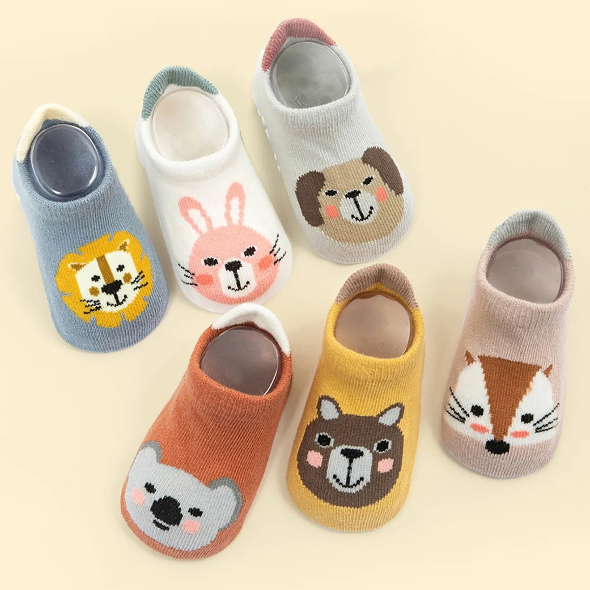 6 Pairs/Lot Cotton Baby Anti-slip Boat Socks For Boys Girls Low Cut Floor Kids Toddler Sock With Rubber Grips For 0-5Years 2