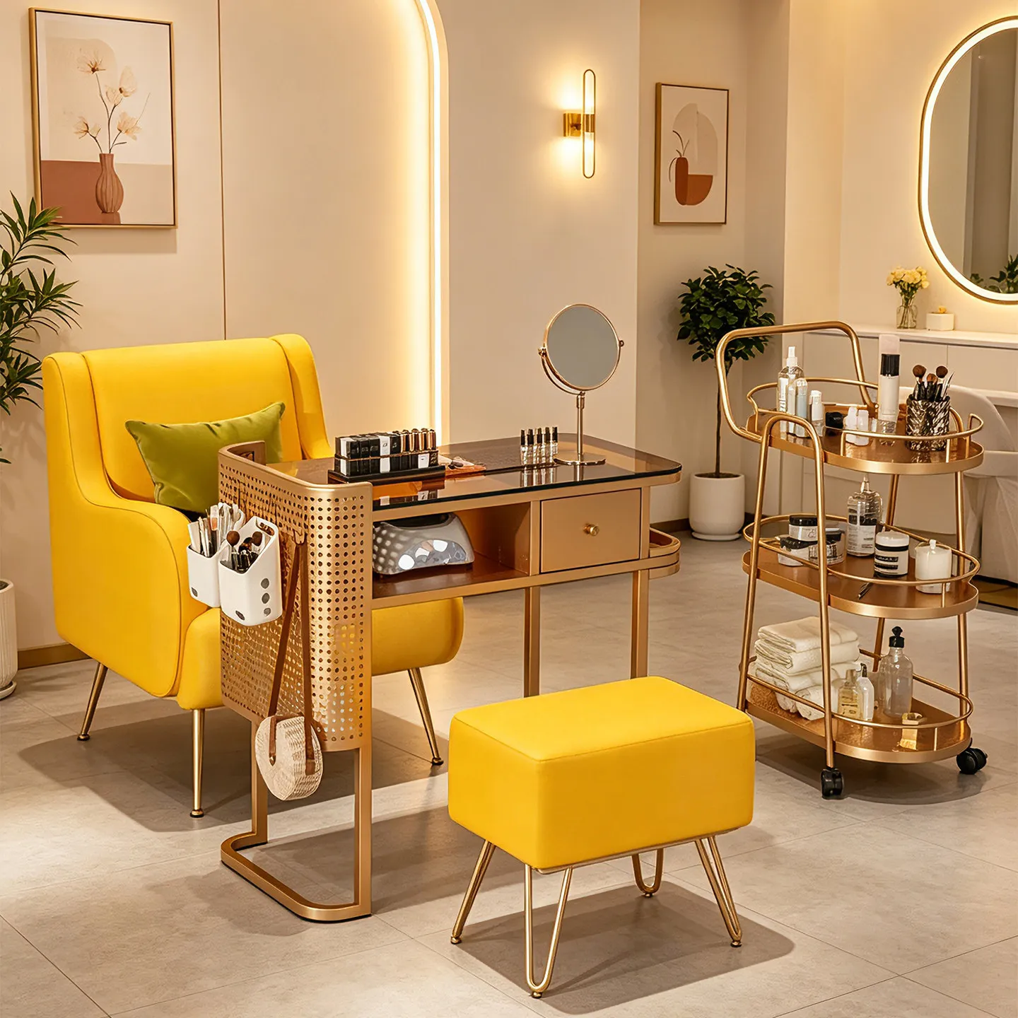 Table de manucure simple LTT1 Cream Wind avec aspirateur intégré, table spéciale pour salon de manucure