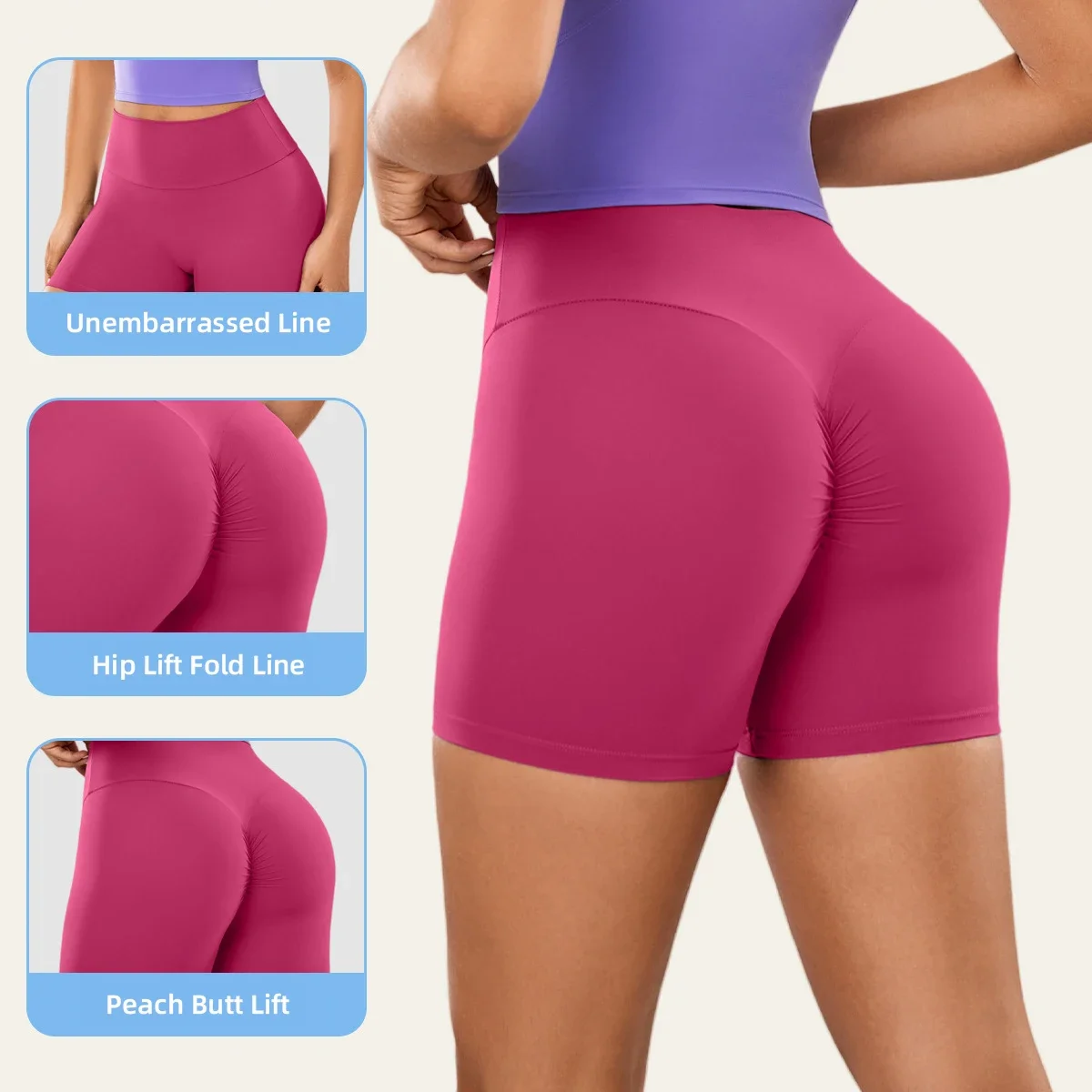 Women Sports Short Yoga Legging Shorts Squat Proof High Waist Fitness Tight Shorts Quick Drying Cycling Workout Gym