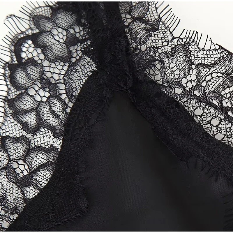 Sexy Lace Patchwork Blouses For Women, Sleeveless Square Neck, For Party Club, Vacation Chic Lady Shirts - Uniqwear