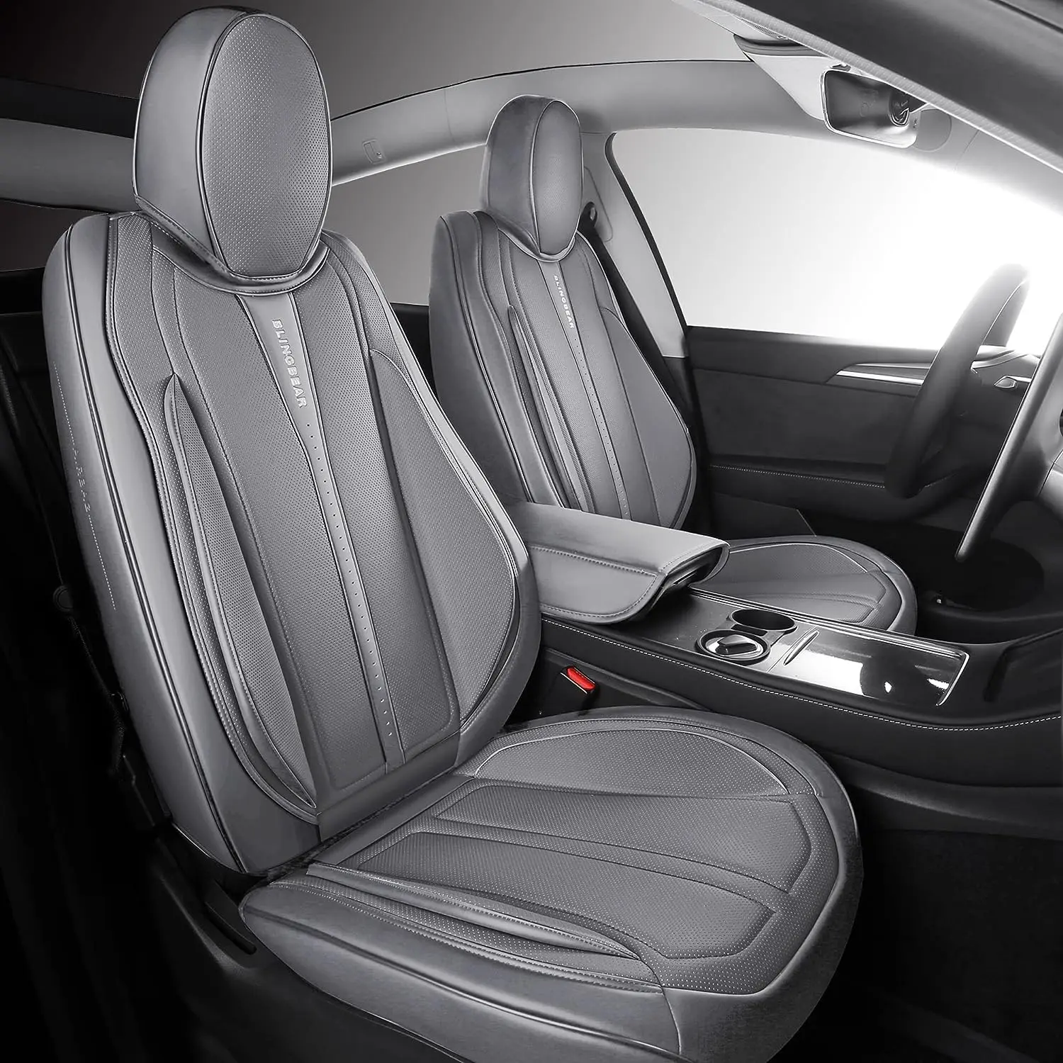 

Full Coverage Car Seat Covers Custom Fit for 2020 2021 2022 2023 Tesla Model Y with Waterproof Leatherette