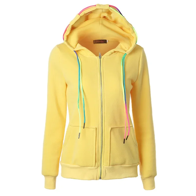 Women's Harajuku Sweatshirt Sleeve Winter Velvet Thicken Jacket Long Solid Color Zip Up Hoodie Social Harajuku Hoodie Clothes