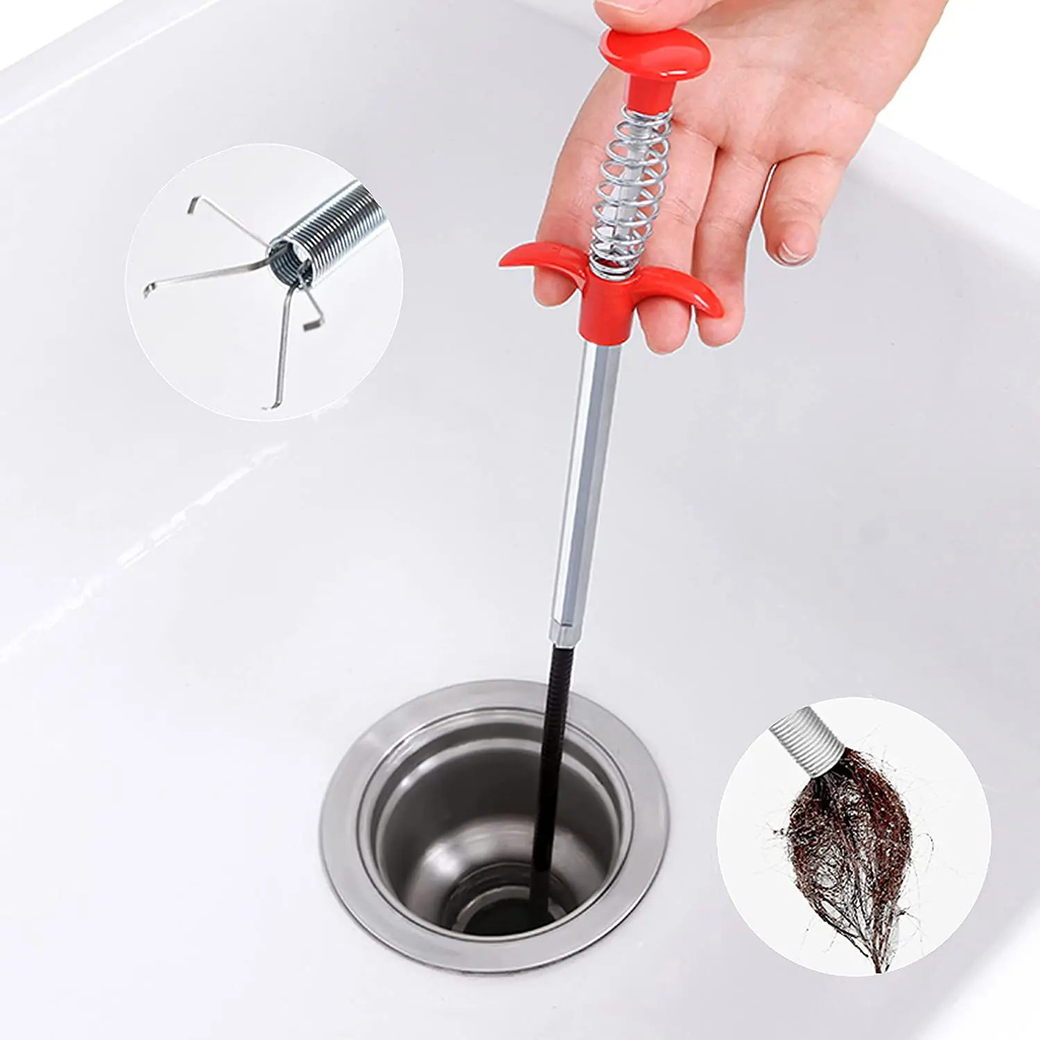 Ss Drain Clog Remover 90 Cm /hair Catchingl Sink Overflow Drain