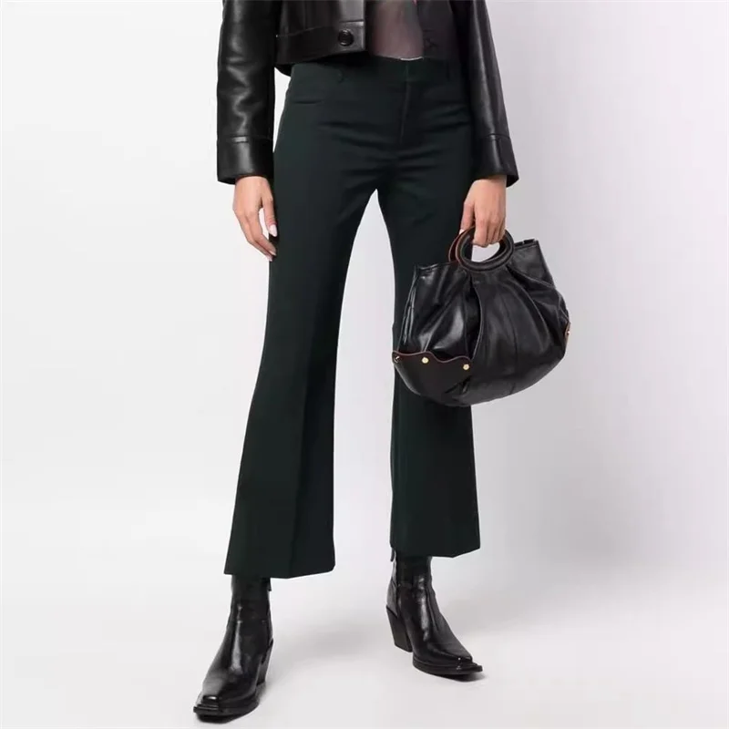 

Women's pants 2023 Autumn New Korean Fashion Low Rise Slim Fit Flare Pants High Quality Wool Blended Wide Leg Pants y2k Trousers