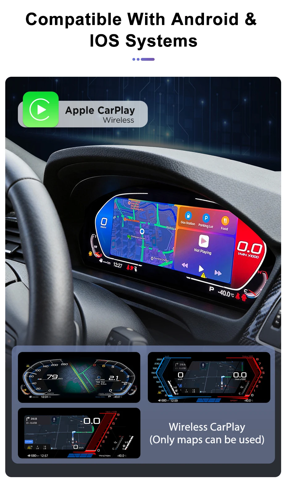 Junsun Digitales Kombiinstrument für BMW 3er 4er Serie F30 F31 F32 F33 F36 6er GT-F34 LCD Auto-Instrumentenanzeige Virtuelles Cockpit – Detail 6