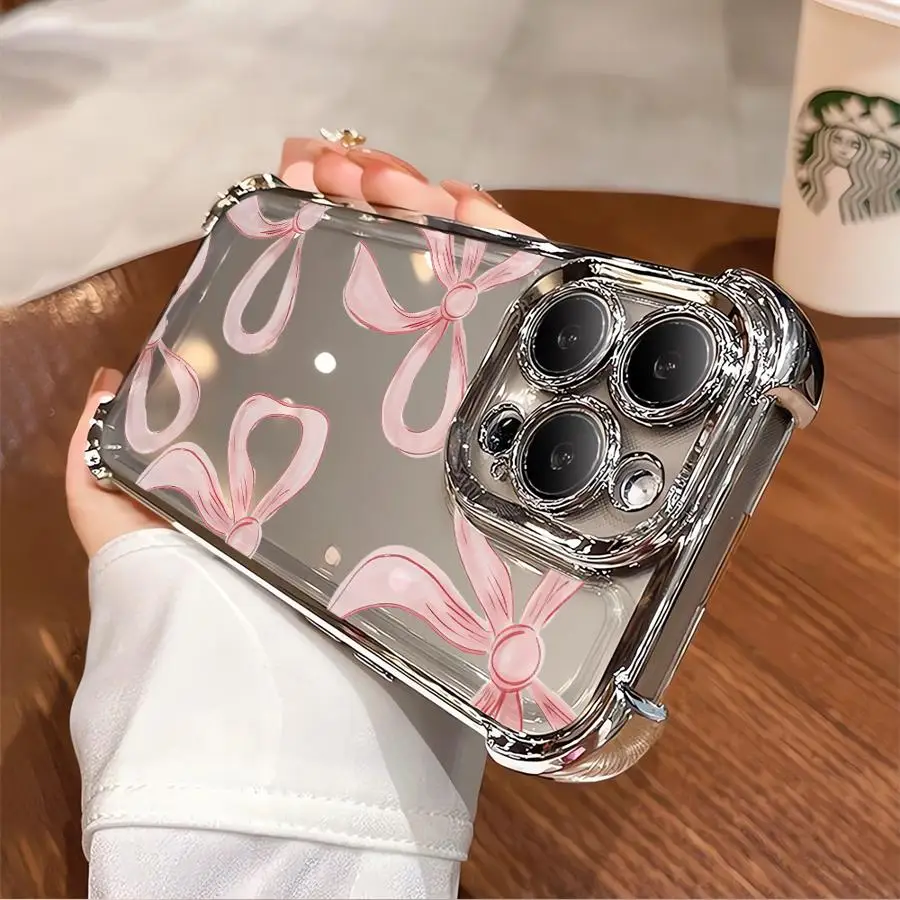 Pink Bow Clear Cover Phone Case