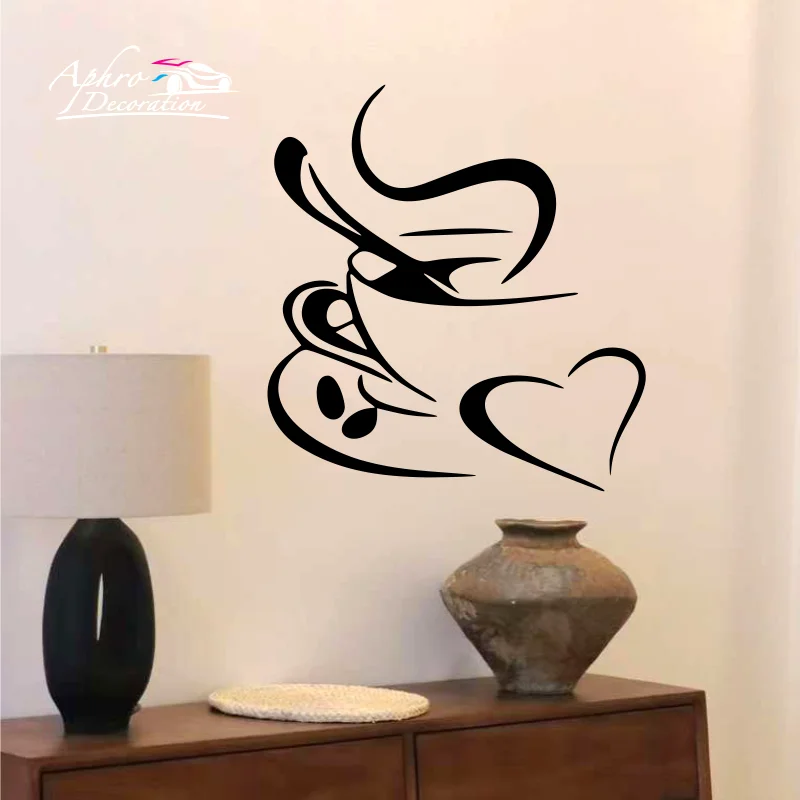 

Large Size Coffee Vinyls Wall Stickers Coffee Shop Window Decoration Wallpaper For Kitchen Accessories Decor Decals Wallstickers