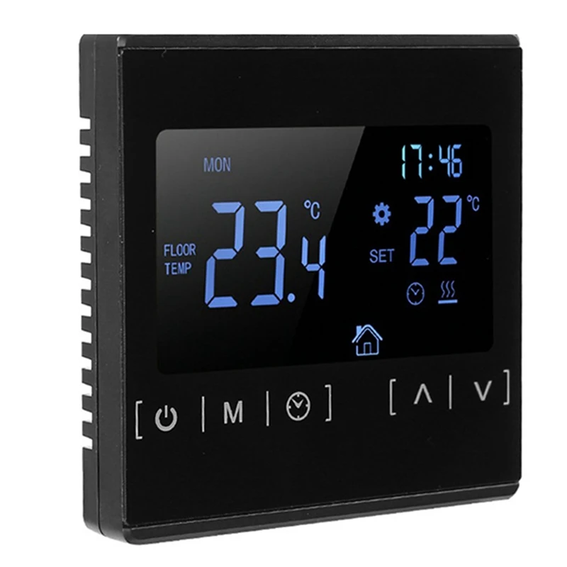 

LCD Touchscreen Thermostat Programmable Electric Floor Heating System Thermoregulator AC 85-250V (Black)