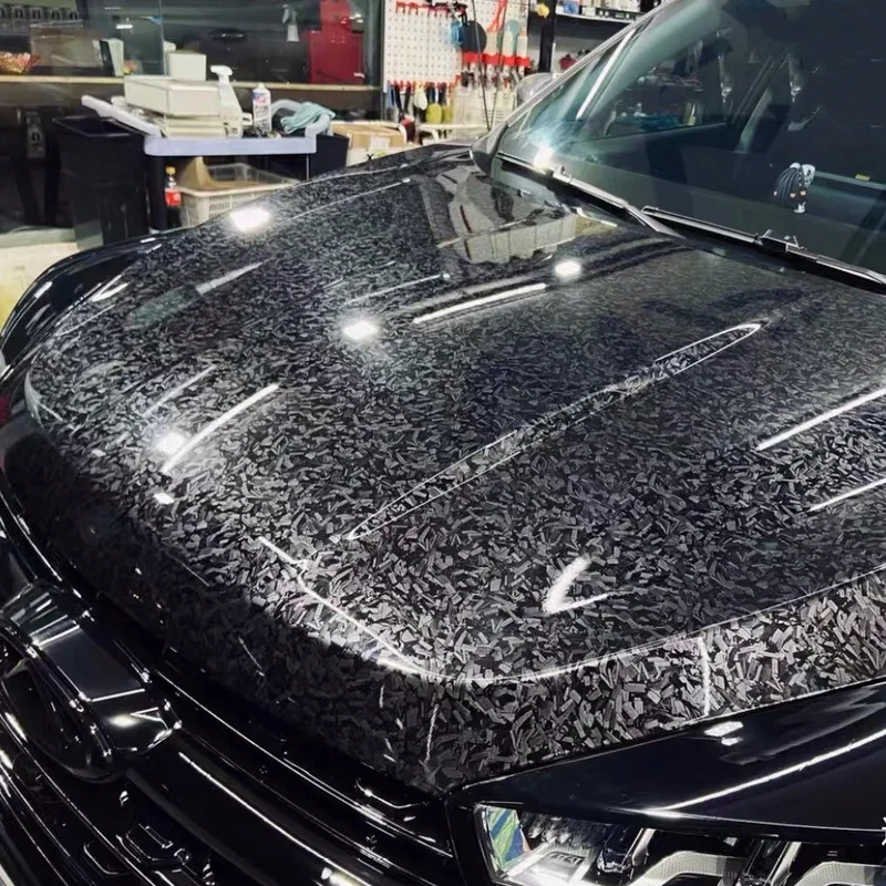 Enhanced Silver Blue Black Forged Carbon Fiber Vinyl Wrap Film with Air Release Technology