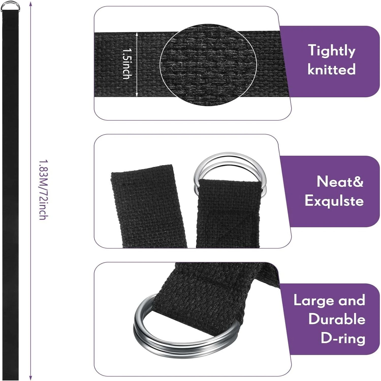 Enhance Your Pilates Routine with Customizable Ultimate Flexibility D-Ring Yoga Strap Loop-Achieve Effortless Stretching Exerc