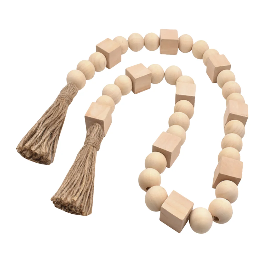 

Пасторальное украшение для дома, подвеска из бусин, винтажные рождественские украшения, деревянная подвеска, венки, бисерная гирлянда