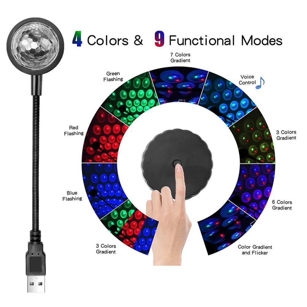 Éclairage intérieur de voiture, 3 modes Projecteur Veilleuse Romantique RGB  Voiture Led Lumières Contrôle sonore Intérieur Lampe d'ambiance