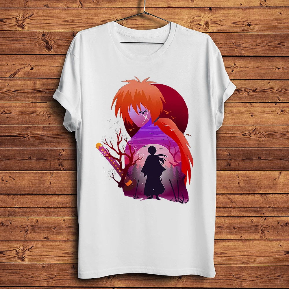 Rurouni samurai Himura Kenshin Funny anime T 셔츠 옴므 남성 반팔 티셔츠 유니섹스 스트리트웨어 통기성 티셔츠 스티커 없음
