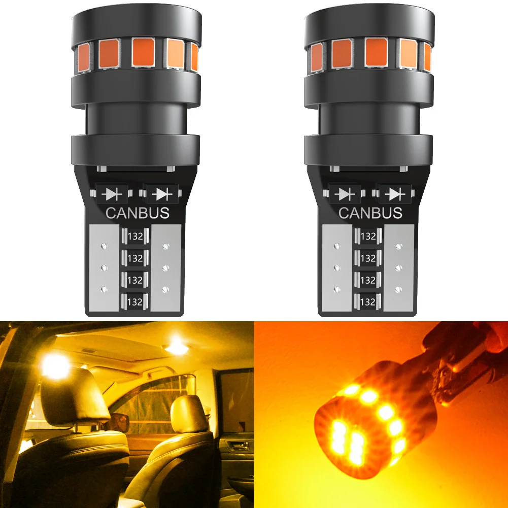 2pcs Orange W5W T10 LED Bulbs Canbus 12V 6000K 194 168 LED Car Interior Map  Dome Lights Parking Light Auto Signal Lamp - AliExpress