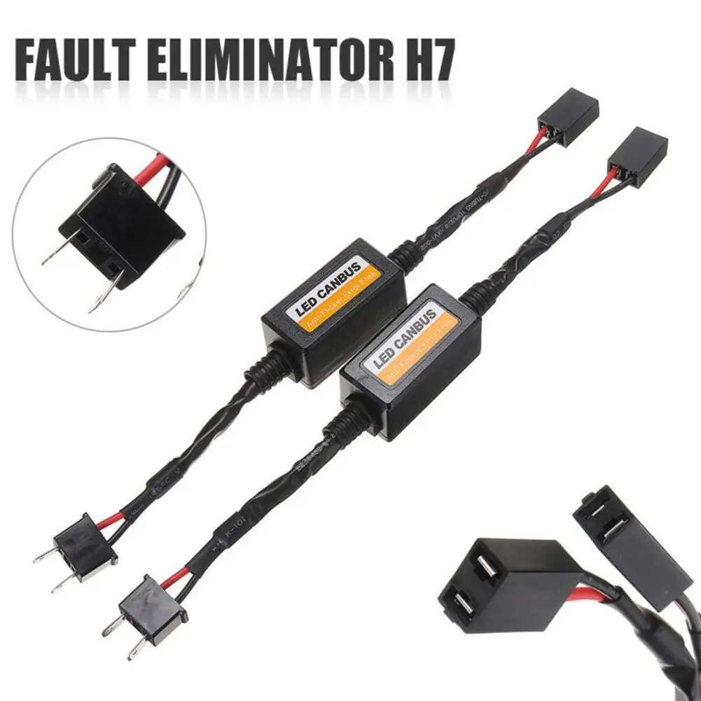 

2pcs H7 LED Canbus Decoder Canceller Error Free Resistor Anti Flicker Black DC 9V-16V For Headlight Fog Light Car Lights