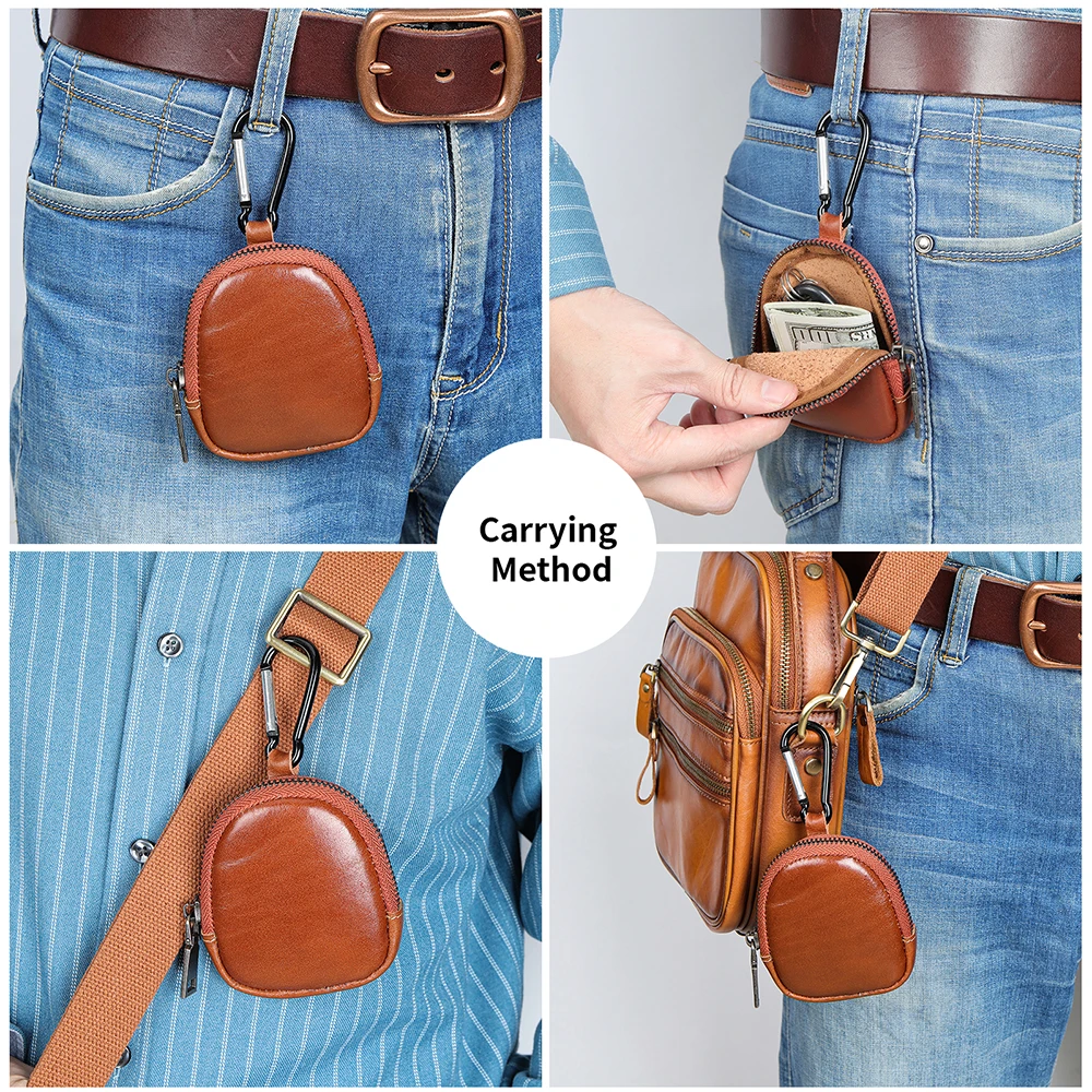 Genuine Leather Coin Purse Vintage Zipper Key Wallet Coin Storage Bag coin purse coin wallet change bag