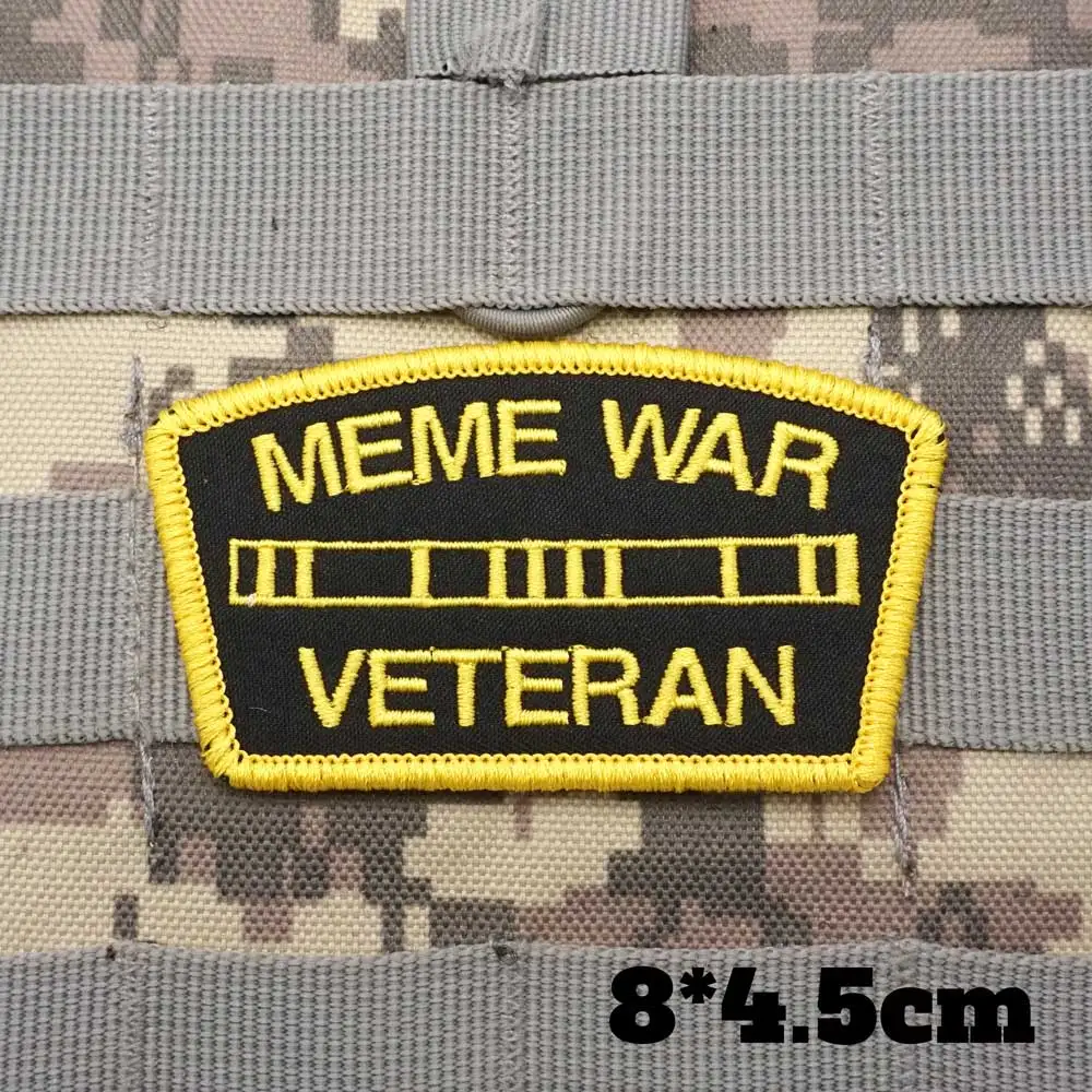 MEME WAR VETERAN Military Tactical Embroidered Patches Armband Backpack  Badge with Hook Backing for Clothing - AliExpress, image size:1000x1000