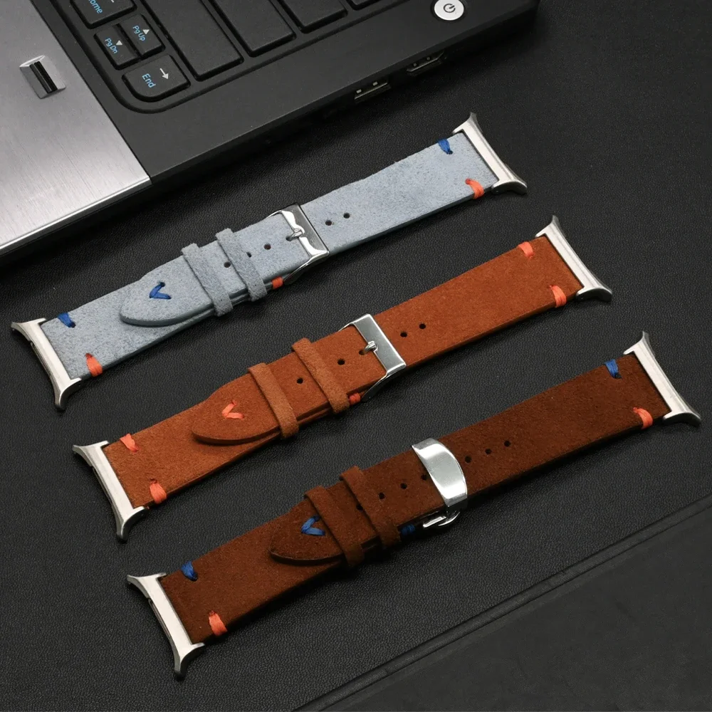 Handmade Soft Leather Strap for Smartwatch - No Gap Curved End Bracelet