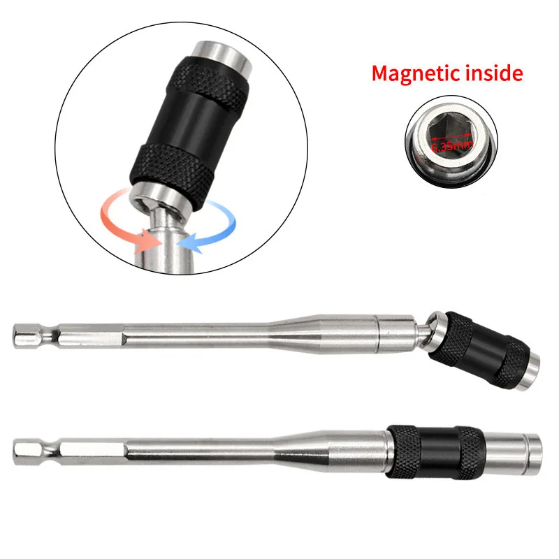Drill Bit Guide 2-Pack Magnetic Screwdriver Bit Holders - Extendible Hex Shank Adapter For Impact Drivers & Power Tools Quick Chuck Extension Bit Holder