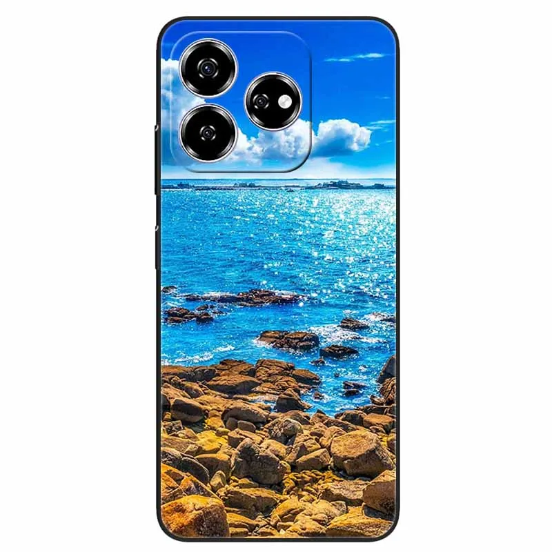 Stylish Black TPU Soft Silicone Phone Cover with Artistic Design