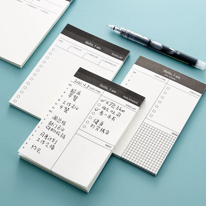 50 Sheets Daily Weekly Planner Self-Adhesive Notes Tearable Memo Pad  List Goals Schedules Stationery Office School Supplies