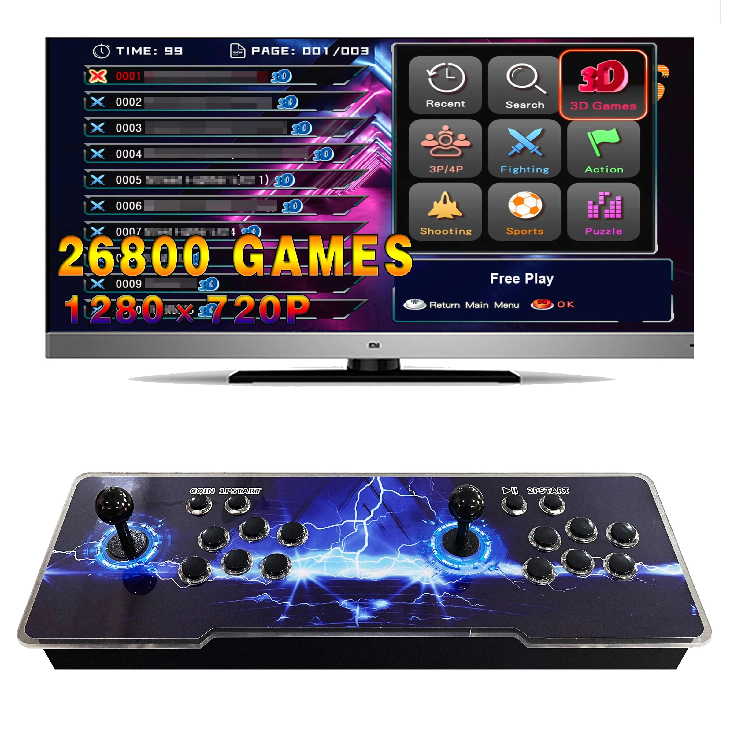 

Customized and newly designed Pandora 3d box Hd 26800 in 1 vintage arcade game video Pandora game rocker console