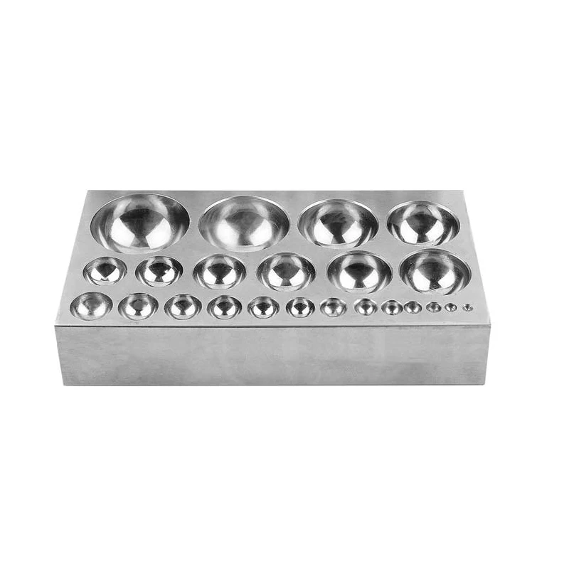 듀르스톤 23홀 플랫 다핑 블록 150x80mm 스틸 블록 (3-38mm 반구 포함), 전문 보석 공방용