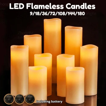 9-180pcs LED Candles with Flickering Flameless Candles Battery Operated Pillar Candles Wedding Decoration Candlelight Christmas 1