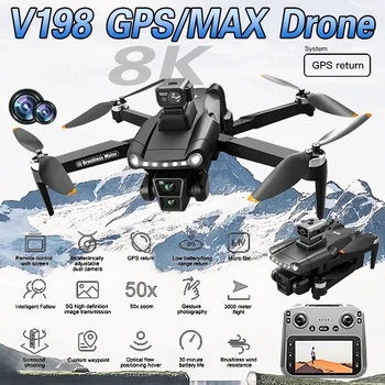 Drone GPS V198 MAX Originale con Fotocamera Professionale 8K HD, Quadricottero Pieghevole con Evitamento Ostacoli Laser Senza Spazzole