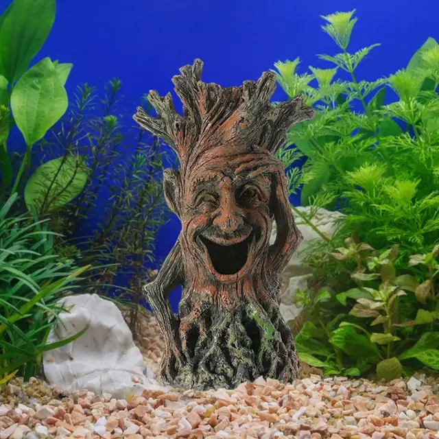 Plesuxfy Décor d'aquarium  Visage Tronc d'arbre,Accessoires d