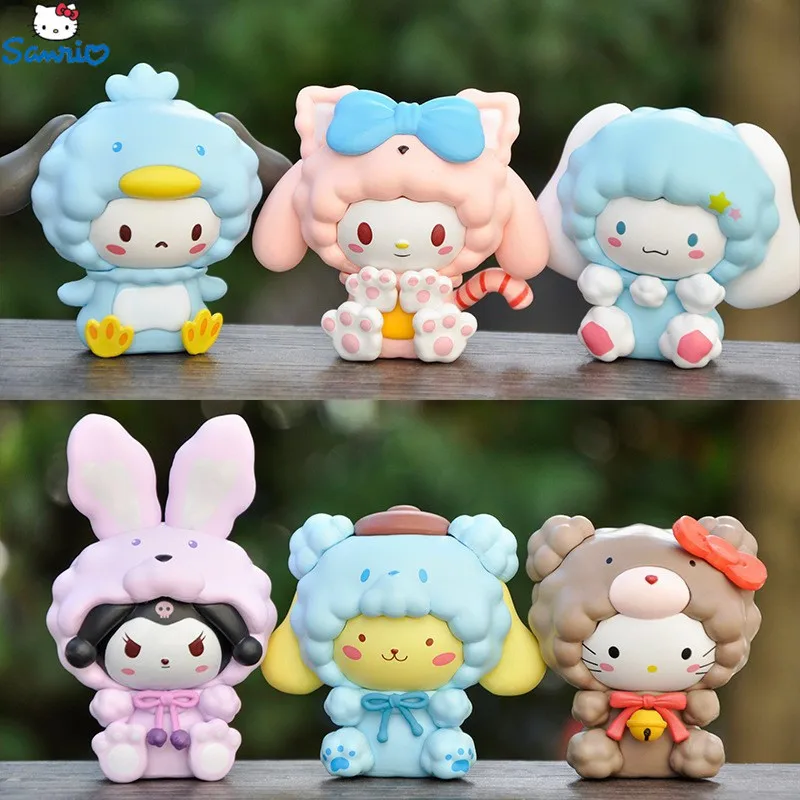 

6 шт. Sanrio мультяшный костюм Мелодия овечка голова КТ куломи Корица собака девушка сердце ПВХ фигурка украшение торта гасяпон Модель Кукла подарок