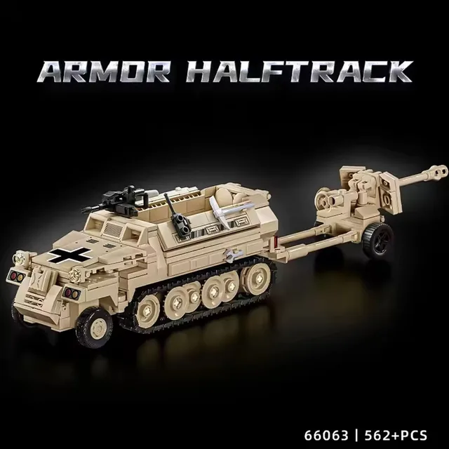 Military Tank crawler transport vehicle WWII Armor Halftrack toy puzzle assembly building block model christmas gift 1