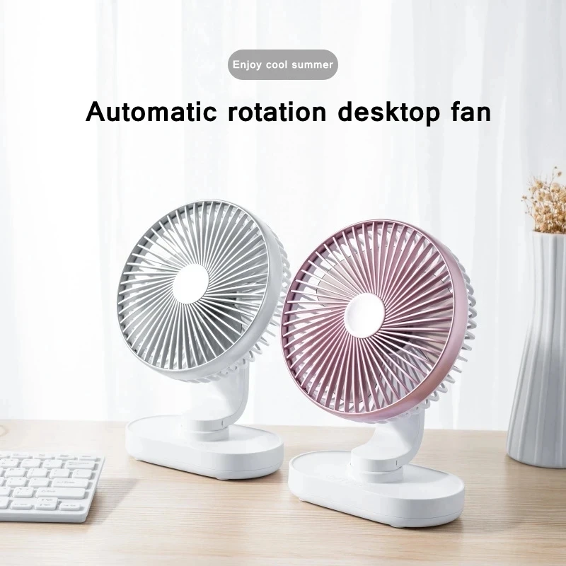 

Electric USB Auto Rotation Desktop Fan 4000mAh Rechargeable Air Cooling Conditioner 4 Speed Wind Silent Portable for Home Office