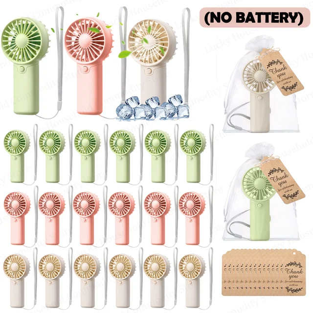 Lot de 10-30 mini-ventilateurs portables à piles pour mariage, avec cartes de remerciement, idéal pour les fêtes et événements 1