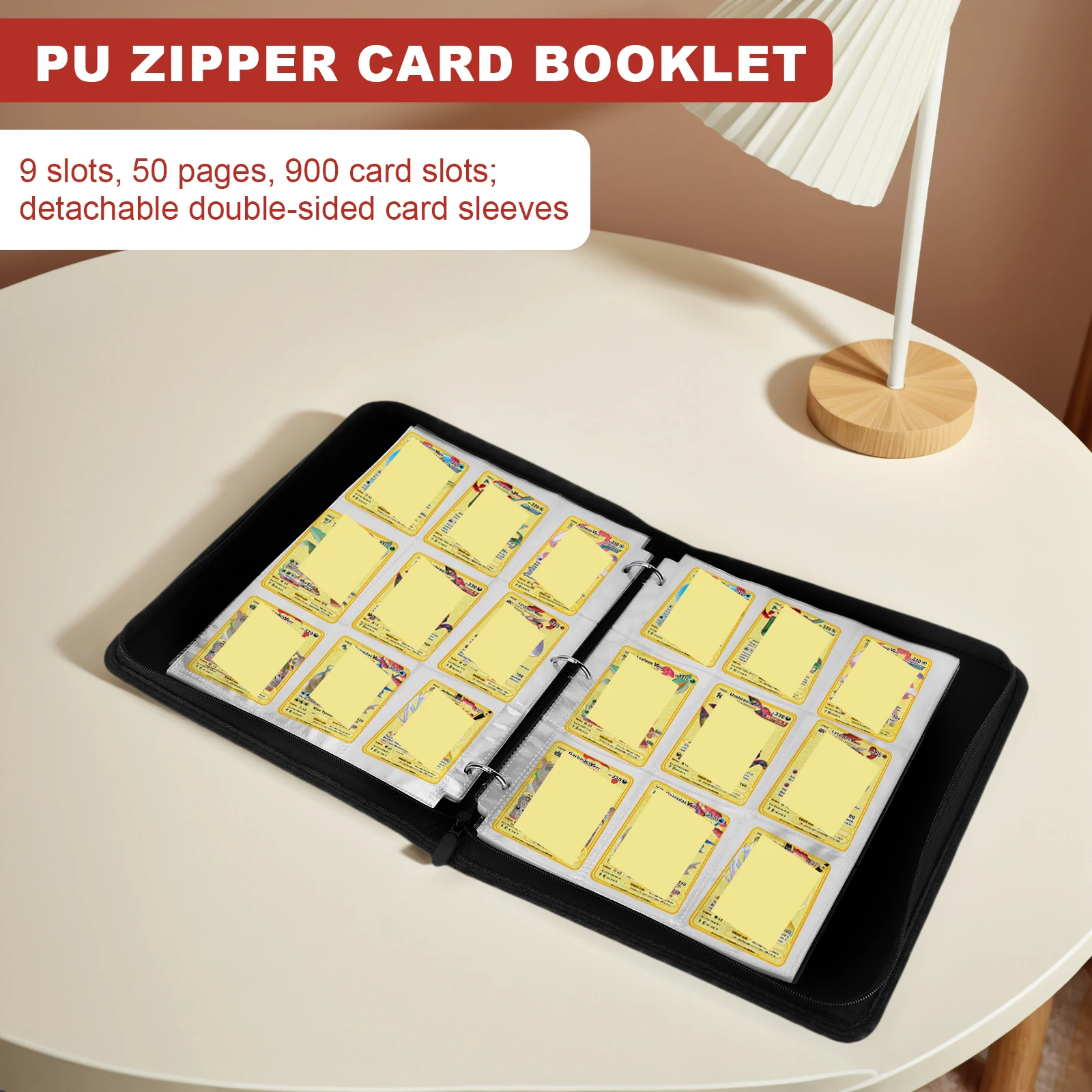 Cards Colletction Album Double Sided Card Album PU Card Holder Side-Loading Page for Pokemon MTG TCG Sports Cards Football Cards